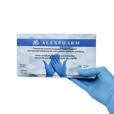 Перчатки ALEXPHARM  голубые нитриловые без пудры разме ХL 100 шт/уп