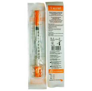 Шприц Alexpharm U-100 с интегрированной иглой 1 мл 0,3х13мм /180 шт уп