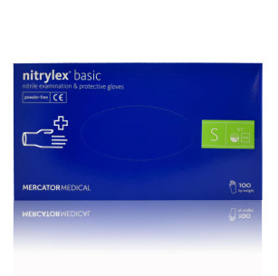 Перчатки нитриловые Mercator Medical голубые размер S 100 шт/уп