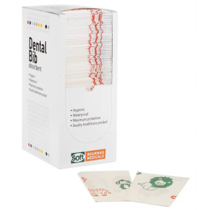 Серветки стоматологічні для пацієнтів, 500шт. У диспенсері. Греція. (З принтом)